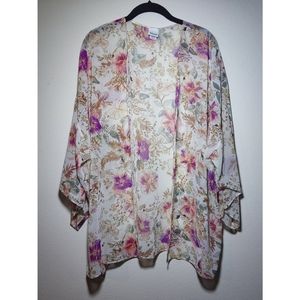 Floral Printed Cardigan, Kimono, Top, Cover up, One Size, shear